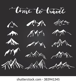 Mountains illustration silhouettes set for making your own logo, badge, label design.