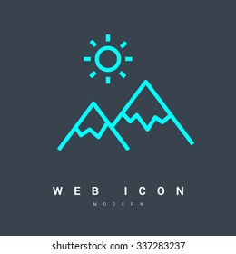 mountains isolated minimal single flat linear icon. Line vector icon for websites and mobile minimalistic flat design. Modern trend concept design style illustration symbol