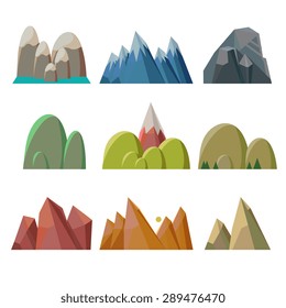 Montañas aisladas en ilustración vectorial de fondo blanco