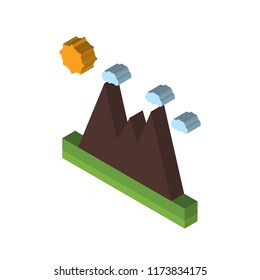 Mountains isometric left top view 3D icon