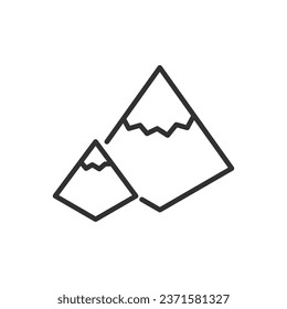 Mountains, isometric style, linear icon. Line with editable stroke