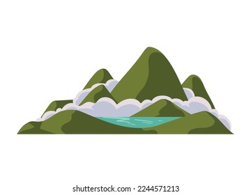 mountains and lake with clouds