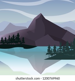 mountains lake trees natural landscape