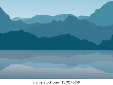 mountains and lake. Vector illustration 