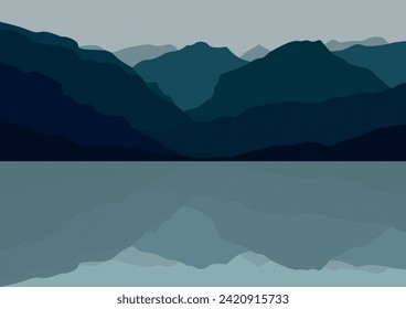 mountains with lakes vector, vector illustration for background design.