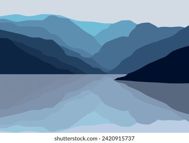 mountains with lakes vector, vector illustration for background design.