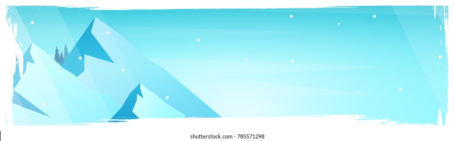 Mountains landscape background with silhouettes of mountains and trees. Vector Illustration