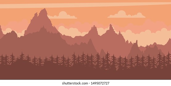 Mountains landscape background in a sunset