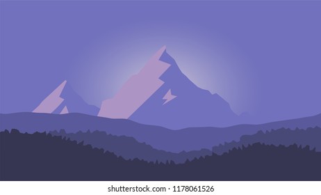 Vector Mountains Landscape Abstract Blue Panoramic Stock Vector ...