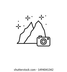 Mountains, landscape, camera icon. Element of gap icon