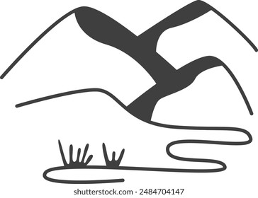 Montañas Paisaje Doodle Ilustración vectorial