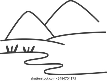 Montañas Paisaje Doodle Ilustración vectorial