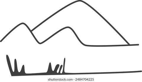 Mountains Landscape Doodle Vector Illustration