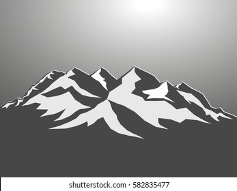 mountains landscape fantasy dreams imagination gray outline vector illustration