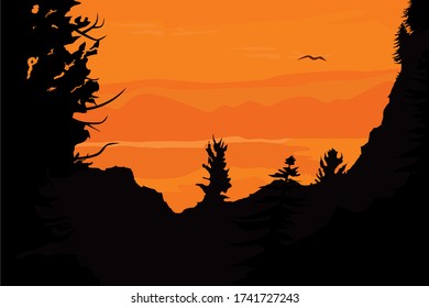 Mountains landscape in flat design