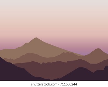 Mountains landscape flat vector illustration.