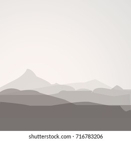 Mountains landscape flat vector illustration.