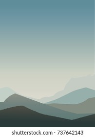 Mountains landscape flat vector illustration.