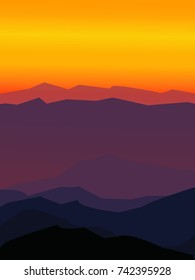 Mountains landscape flat vector illustration.