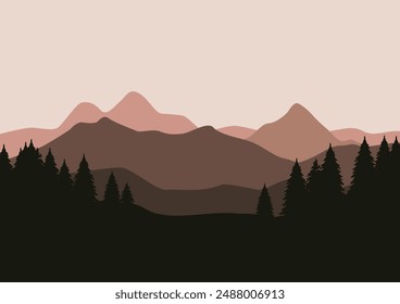 mountains landscape with forest vector illustration