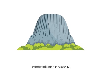 Mountains landscape isolated vector illustration in cartoon style. Nature mountain silhouette.