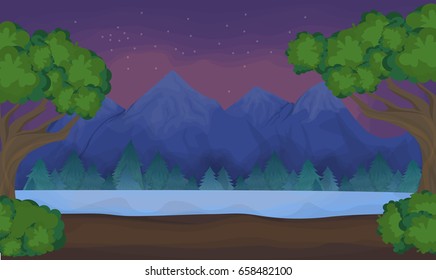 Mountains landscape with lake.