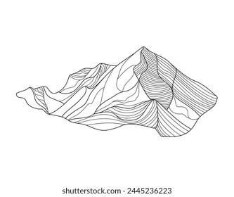 Mountains landscape line art illustration_ stock photo panting and drawing