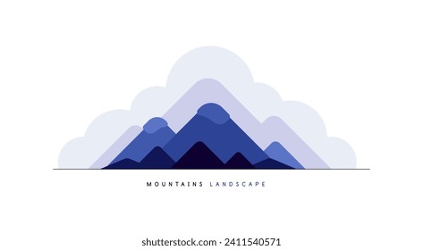 Mountains landscape. Minimalist view. Simple geometric flat illustration. Vector file.
