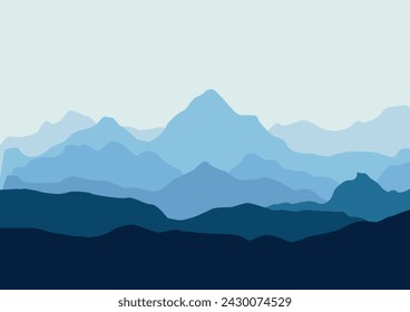 mountains landscape nature. Vector illustration in flat style.