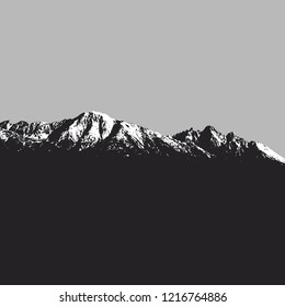 Mountains landscape on grey background
