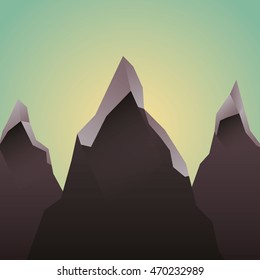 mountains landscape picture isolated vector illustration design