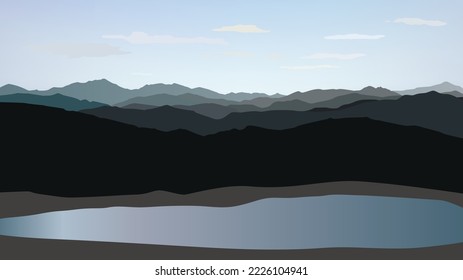 Mountains Landscape. Rural nature background. Hills skyline