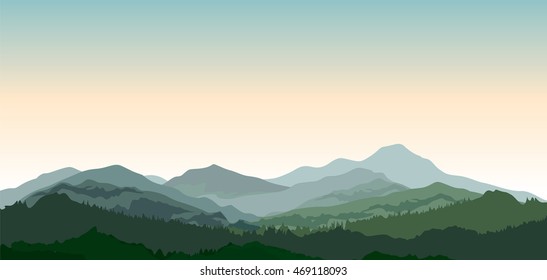Mountains Landscape. Rural nature background. Hills skyline