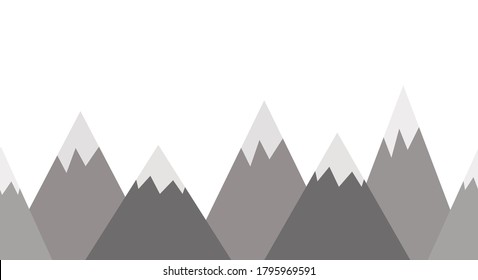 Mountains landscape in Scandinavian style. Hand drawn seamless pattern. Beautiful illustration.