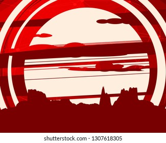 Mountains landscape. Silhouette of the mountain tops.