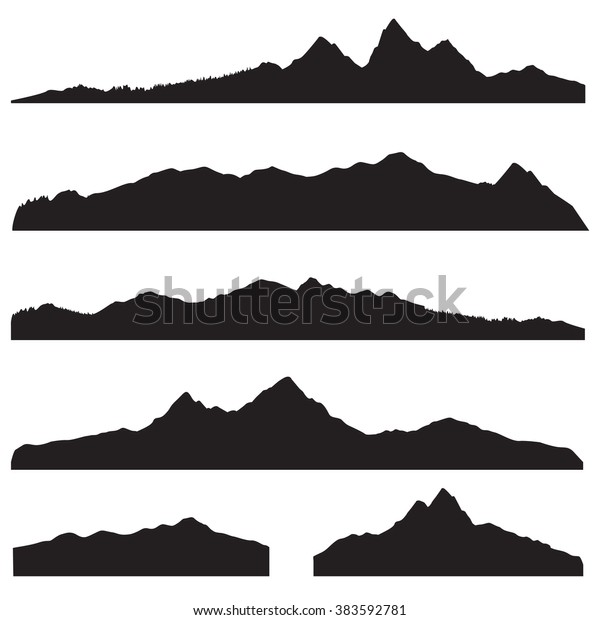 Mountains Landscape Silhouette Set Abstract High Stock Vector (Royalty ...