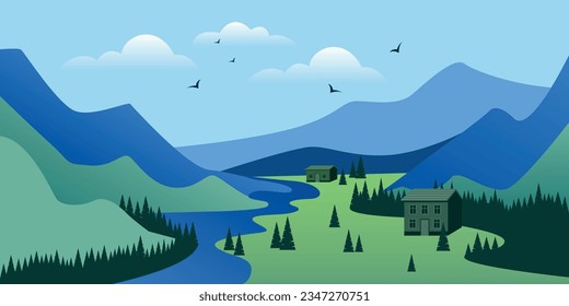 Paisaje montañoso. Fondo natural de verano. Ilustración del vector