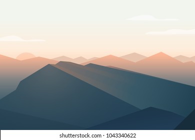 Mountains landscape. Sunset