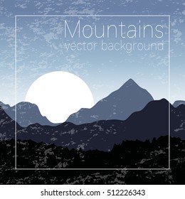 Mountains Landscape. Textured Nature Background For Card, Banner, Flyer And Web Design.Travel And Hiking Illustration.