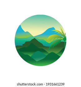 montañas y paisajistas naturaleza vectorial pequeña ilustración colorida