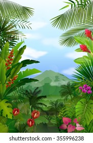 Mountains landscape of tropical background.vector