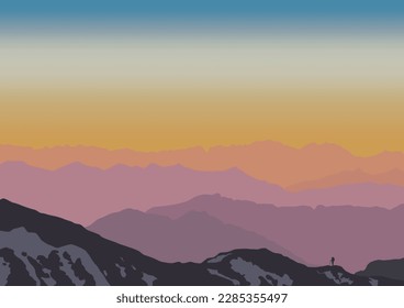 mountains landscape vector with a colorful tone in nature.