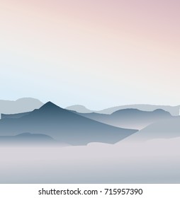 Mountains landscape vector illustration.