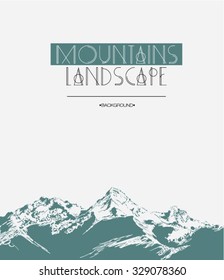 Mountains landscape .Vintage background .Vector illustration.
