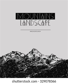 Mountains landscape .Vintage background .Vector illustration.