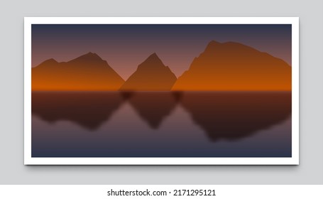 Diseño de fondo de arte de la pared del paisaje de las montañas. Diseño para impresión, portada, papel pintado.