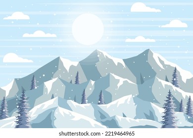 mountains landscape winter illustration background