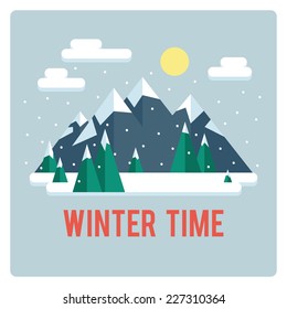 Mountains landscape, winter time, day