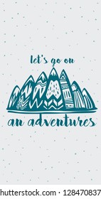 Montañas y vamos a una aventura con letras inspiradoras