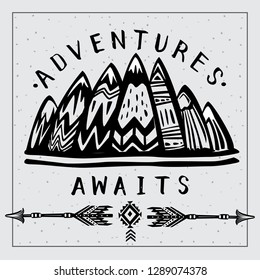 Montañas y vamos a una aventura con letras inspiradoras